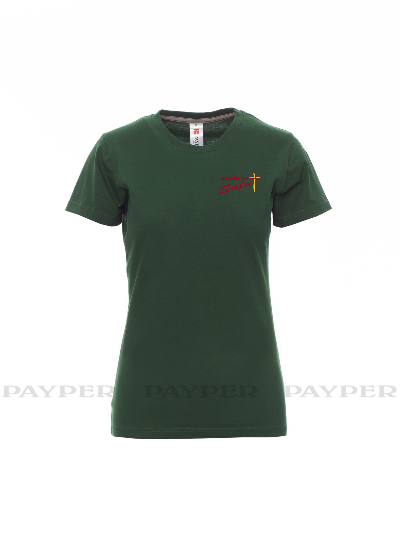 T-shirt femme vert avec logo serigraphié